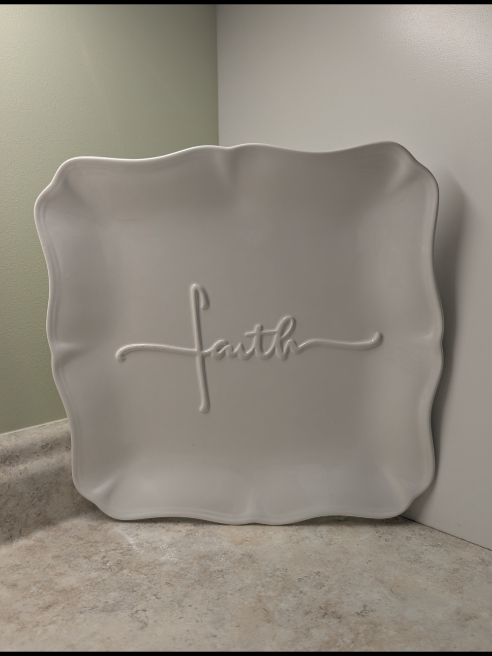 White Ceramic ⛪ Faith ⛪ Decorative Plate